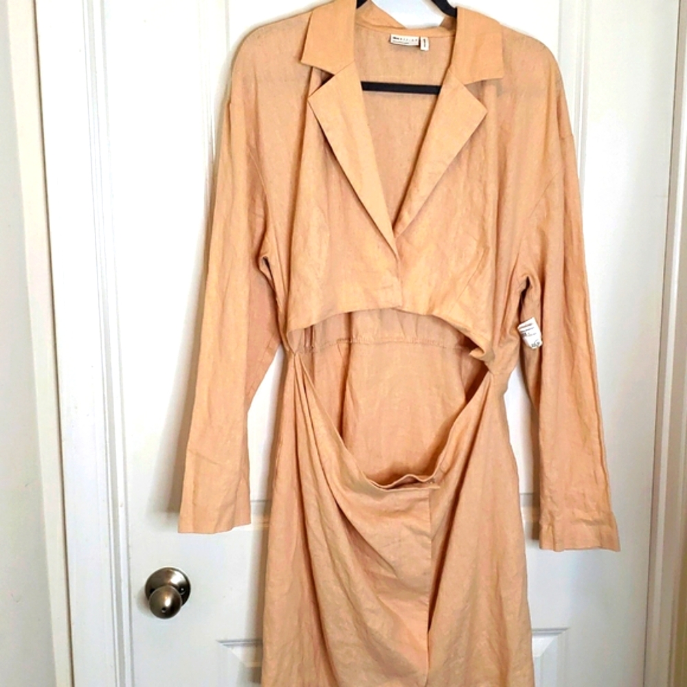 Asos Designs Long Sleeve Linen Dress